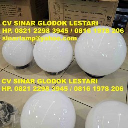 Lampu Taman Bulat Akrilik Susu Globe Diameter 15cm 20cm 25cm 30cm dan 40cm